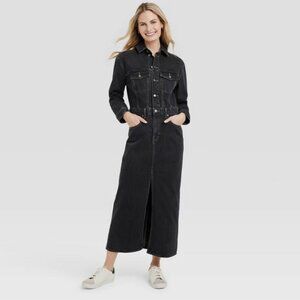 Women's Long Sleeve Denim Maxi Dress - Universal Thread Black Wash 00